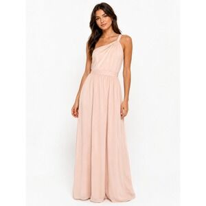 Alfred Angelo | Ballerina Pink One Shoulder Chiffon Gown Dress | Size 2